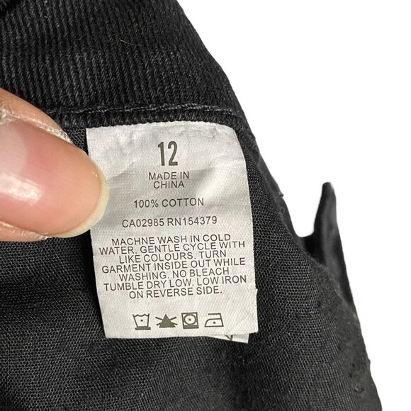 Aeropostale Women's High Waisted Black Distressed Mom Shorts Sz 12 - Picture 4 of 4